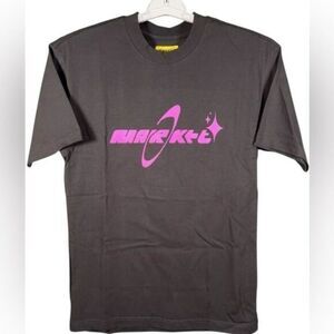 NWT MARKET Unisex Black Short Sleeve Graphic Tee Shirt Hot Pink Logo - Size XL